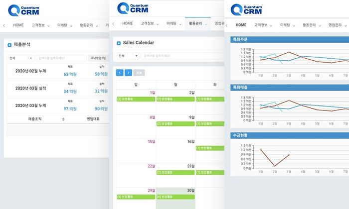 퀀텀 CRM 화면